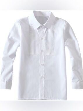 Yuan Lu Boys Classic White Pleated Front Dress Tuxedo Shirt NWOT S8